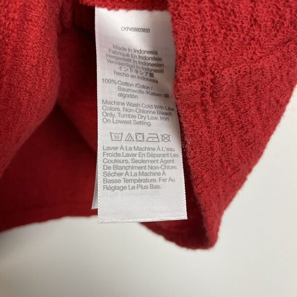 Madewell Woman’s Red Puff Sleeve Peplum Textured Top Size XS - Picture 5 of 7